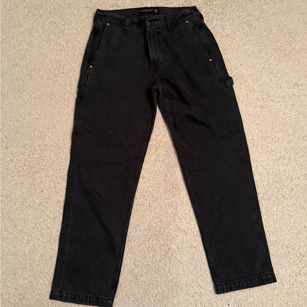 Abercrombie & Fitch Black Loose Denim Carpenter Pants 28x30